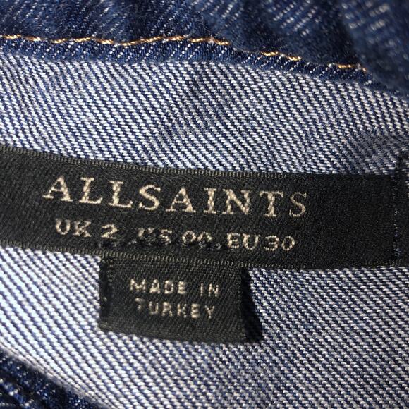 AllSaints Women’s Denise Louise Military Dark Blue Denim Shirt Dress size 0 - Picture 12 of 12